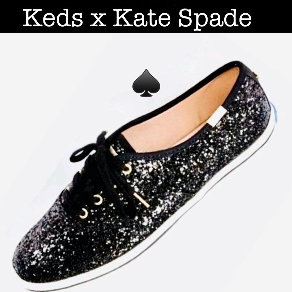 ♠️ Keds x Kate Spade Champion Glitter Women’s Sneaker-Black Size 6.5W